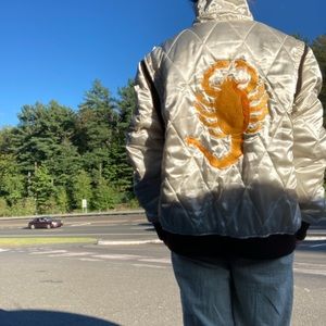 Embroidered scorpion bomber